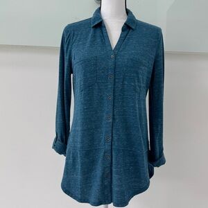 Sonoma Goods For Life Women's Medium Blue V-Neck Button-Up Blouse w/ Pockets ✨